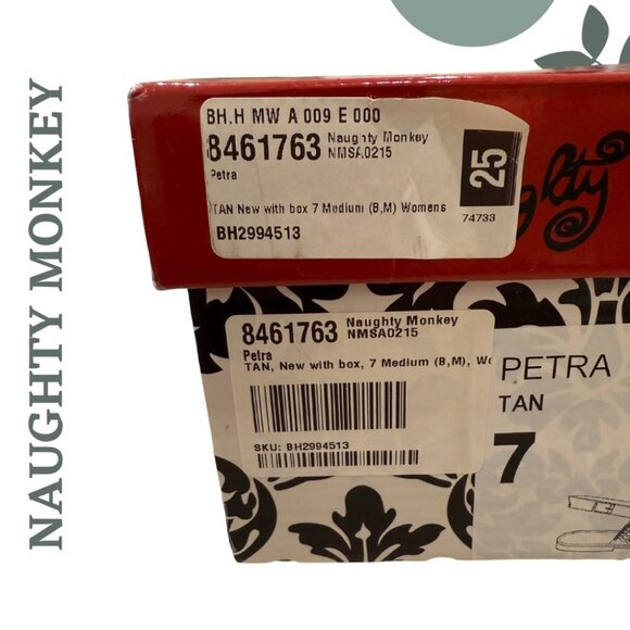 Boho Trimmed T-Strap Sandals by Naughty Monkey Brown Leather Gold Sequins Size 7 - Picture 8 of 8